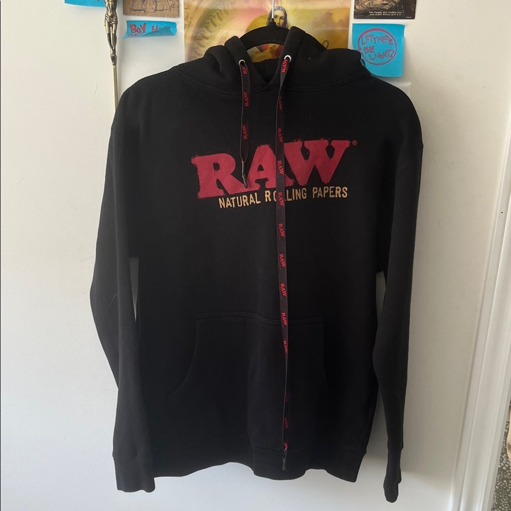 RAW Black Hoodie with Red Logo